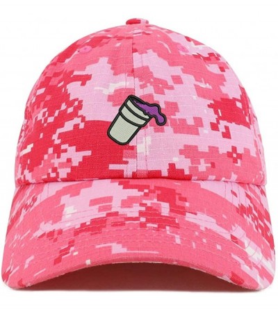 Baseball Caps Double Cup Morning Coffee Embroidered Soft Crown 100% Brushed Cotton Cap - Pink Digital Camo - CD18TUH8SA7 $33.61
