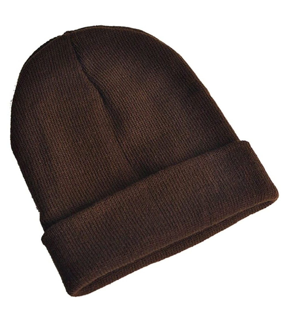 Skullies & Beanies Warm Comfortable Winter Knitted Beanie Hats (Brown) - Brown - C011IFUHYRB $10.55