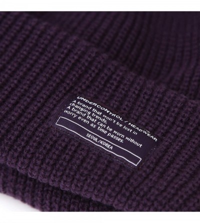Skullies & Beanies Winter Fisherman Beanie Free Size Men Women - Unisex Stylish Plain Skull Hat Watch Cap -12 Color - Purple ...