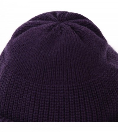 Skullies & Beanies Winter Fisherman Beanie Free Size Men Women - Unisex Stylish Plain Skull Hat Watch Cap -12 Color - Purple ...