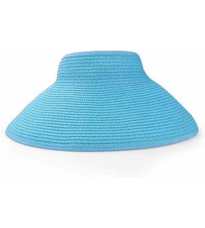 Visors Women's Bow Tie Straw Visor Summer Sun Hat - Aqua - CY12IGSJH5X $28.41