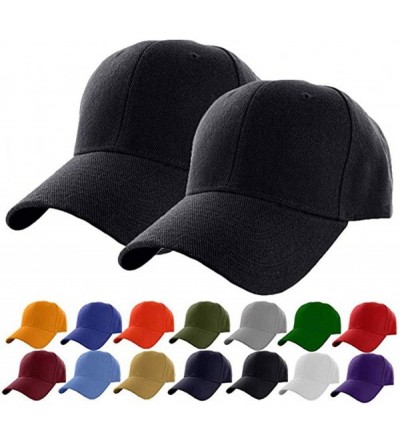 Baseball Caps Set of 2 Plain Adjustable Baseball Cap Classic Adjustable Hat Men Women Unisex Ballcap 6 Panels - Black-2pack -...