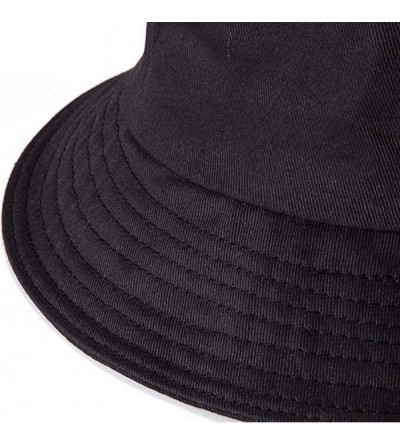 Bucket Hats Sun Protection Bucket Hat- Women Men Cotton Canvas Hat- Fisherman Cap Gifts - Black&black - CS18QXQK9H4 $8.73