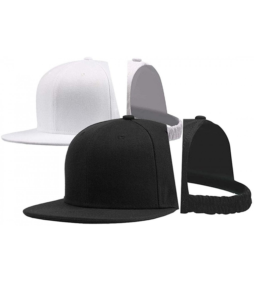 Baseball Caps Women Backless Ponytail Hats Cotton Distressed Baseball-Cap - Black+white - CL197HWN0RL $8.91