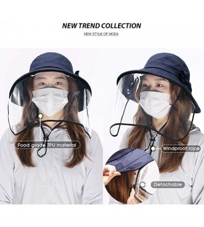 Sun Hats Womens UPF50 Cotton Packable Sun Hats w/Chin Cord Wide Brim Stylish 54-60CM - 69038_navy(with Face Shields) - CT196S...