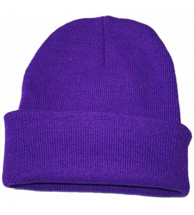 Skullies & Beanies Unisex Cuffed Acrylic Knitting Winter Warm Beanie Caps Soft Slouchy Ski Hat - Purple - C518HWOUD0E $7.28