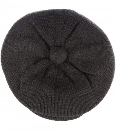 Skullies & Beanies Womens Winter Visor Cap Beanie Hat Wool Blend Lined Crochet Decoration - Charcoal Lines - CI18WISX00Z $20.57