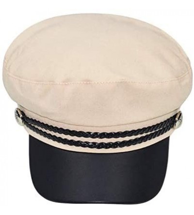 Berets Retro England Style Ladies Womens Girls Beret Baker Boy Peaked Cap Military Hat - Beige - C818W8M3NON $11.22