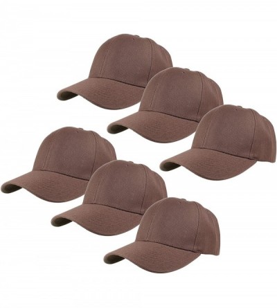Baseball Caps Plain Blank Baseball Caps Adjustable Back Strap Wholesale Lot 6 Pack - Brown - C0180Z0H4MC $16.04