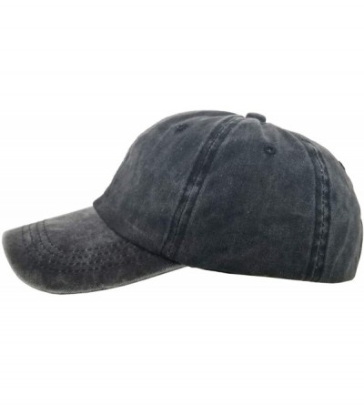 Baseball Caps Washed Ponytail Hats Baseball Vintage Distressed Twill Ponycap Messy Bun Cap - Black - CV18O920IXI $8.09