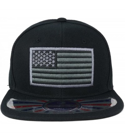 Baseball Caps USA Large American Flag Embroidered Flat Bill Snapback Cap - Black - C312NS0AKJA $21.95