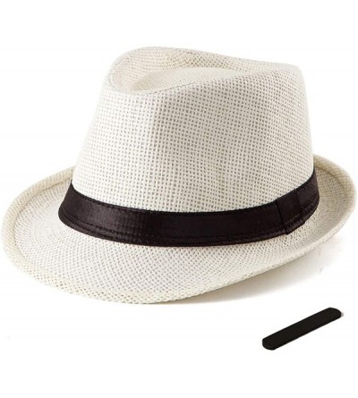 Fedoras Straw Fedora Hats for Men - Women Hat Summer Beach Hat Men Straw Hat Trilby Hat - CO18W4CKUMK $13.33