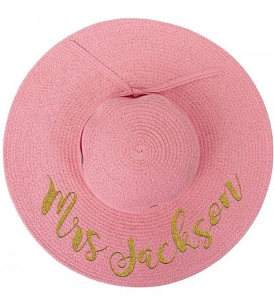 Sun Hats Personalized Mrs. Floppy Sun Hats - Coral Pink - CI18OQYA00Y $37.45