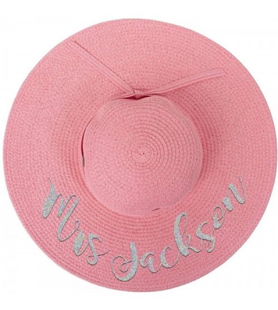 Sun Hats Personalized Mrs. Floppy Sun Hats - Coral Pink - CI18OQYA00Y $37.45