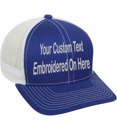 Baseball Caps Custom Trucker Mesh Back Hat Embroidered Your Own Text Curved Bill Outdoorcap - Royal/White - CR18K5E297G $18.78