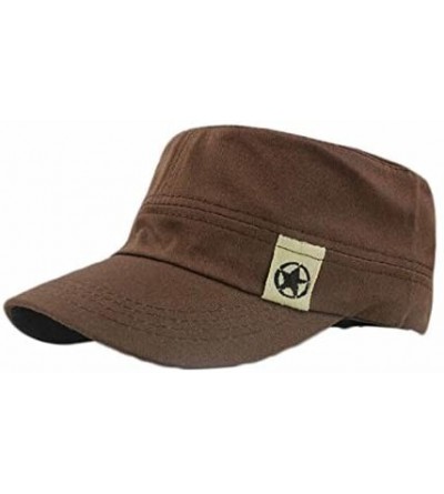 Baseball Caps Unisex Flat Roof Cotton Military Hat Sun Protection Visor Cadet Patrol Bush Hat Baseball Cap - Coffee - C018Q9S...