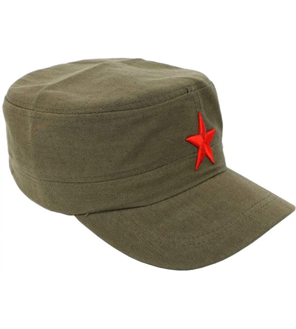 Skullies & Beanies Vintage Fatigue Red Star Army Hat Military Cap - Green - CE18I6NTGQ8 $10.81