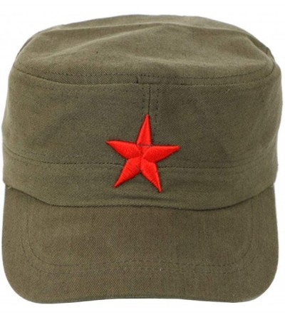 Skullies & Beanies Vintage Fatigue Red Star Army Hat Military Cap - Green - CE18I6NTGQ8 $10.81