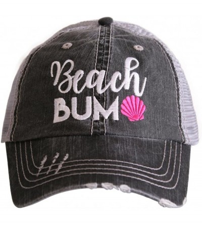 Baseball Caps Beach Bum Women's Distressed Grey Trucker Hat - Grey/Hotpink - C018C42GKDT $27.00
