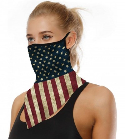 Balaclavas Men Women American Flag Face Scarf Bandana Ear Loops Face Balaclava Neck Gaiters for Dust Mask - CY198RQ7I7U $18.57