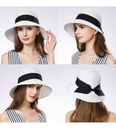 Sun Hats Womens UPF 50 Straw Sun Hat Floppy Wide Brim Fashion Beach Accessories Packable & Adjustable - C0199IDS2Z0 $27.57
