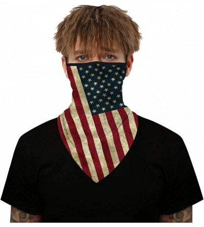 Balaclavas Men Women American Flag Face Scarf Bandana Ear Loops Face Balaclava Neck Gaiters for Dust Mask - CY198RQ7I7U $18.57
