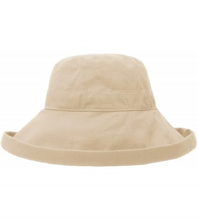 Sun Hats Women's Sun Protective Foldable Wide Brim Cotton Bucket Hat - Khaki - C212DDHRQBJ $31.90