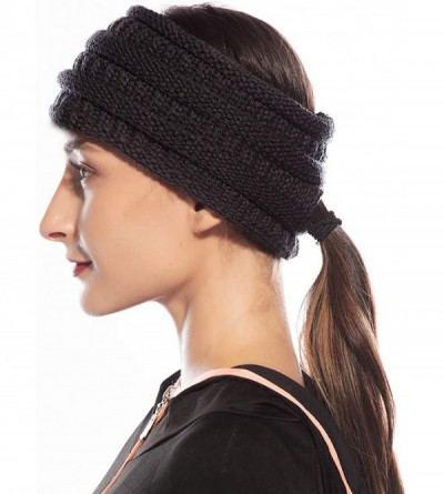 Cold Weather Headbands Womens Winter Warm Beanie Headband Soft Stretch Skiing Cable Knit Cap Ear Warmer Headbands - 10-ponyta...