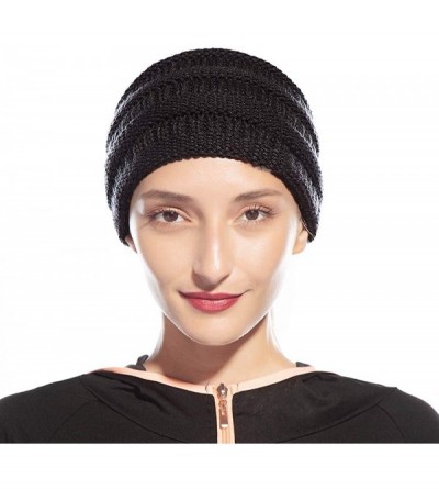 Cold Weather Headbands Womens Winter Warm Beanie Headband Soft Stretch Skiing Cable Knit Cap Ear Warmer Headbands - 10-ponyta...