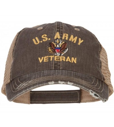 Baseball Caps US Army Veteran Military Embroidered Low Cotton Mesh Cap - Brown Khaki - CN18L8W0TDG $51.74