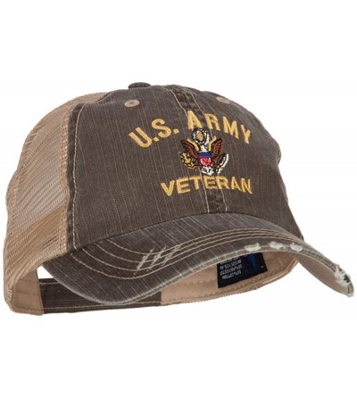 Baseball Caps US Army Veteran Military Embroidered Low Cotton Mesh Cap - Brown Khaki - CN18L8W0TDG $24.31