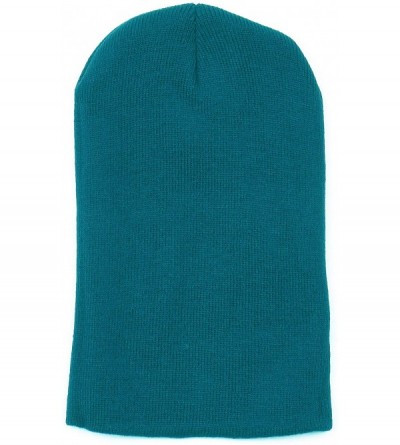 Skullies & Beanies Thick Plain Knit Beanie Slouchy Cuff Toboggan Daily Hat Soft Unisex Solid Skull Cap - Teal - CL18KNZQYGN $...