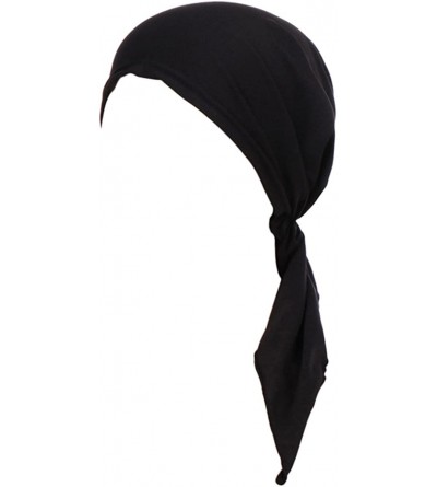 Skullies & Beanies Summer Chemo Scarf Lightweight Silky Beanie Ruffle Cap Cancer Headwear for Womens - Black - C818CUI0ZHH $2...