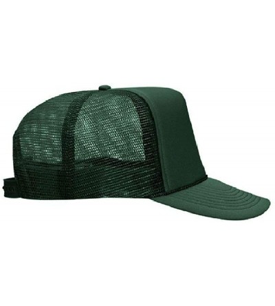 Baseball Caps Polyester Foam Front 5 Panel High Crown Mesh Back Trucker Hat - Dk. Green - CQ12EXF1ZH1 $11.61