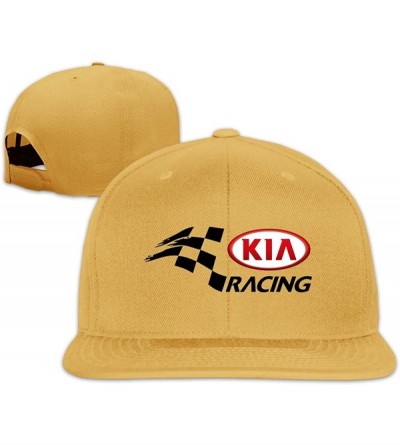 Baseball Caps Men's KIA Racing A Flat-Brim Caps Adjustable Freestyle Caps - Yellow - CN18WM6K9NM $26.63
