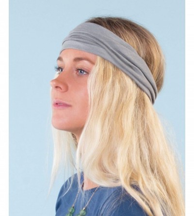 Headbands Soul Flower Women's Boho Headband- Organic Cotton Stretchy Wide Half Bandeau Accessory- Made in the USA (Gray) - C9...