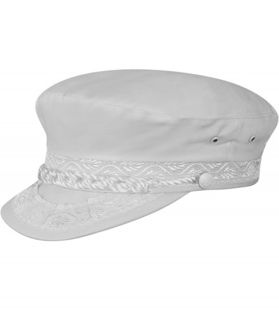 Newsboy Caps Men- Women Authentic Greek Fisherman Cotton Cap - White - CP187DR290N $53.14