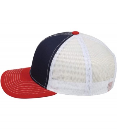 Baseball Caps Custom Trucker Mesh Back Hat Embroidered Your Own Text Curved Bill Outdoorcap - Navy/White/Red - CE18K5IMHDD $2...