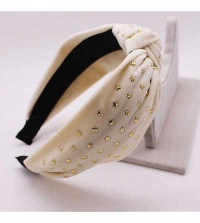 Headbands Bohemian Velvet Center Knot Hairband With Gold Star Stamping Handmade Headband-Red - Red - CZ192HWLKEE $15.29
