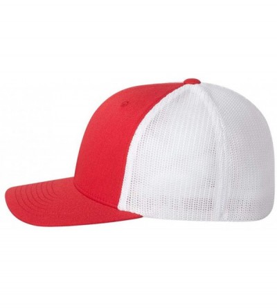 Baseball Caps Men's Two-Tone Stretch Mesh Fitted Cap - Red/White - CR11OC0Q43D $11.89