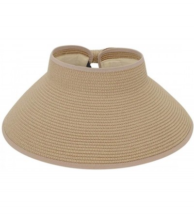 Sun Hats Sun Visors for Women Summer Beach Straw Hat Wide Brim Ponytail Sun Hat Visor Hat - Beige - C9198KS02AD $12.18