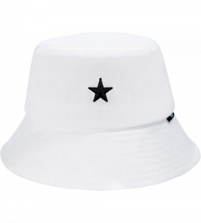 Bucket Hats Unisex Fashion Unique Word Embroidered Bucket Hat Summer Fisherman Cap for Men Women Teens - Star White - CU19085...