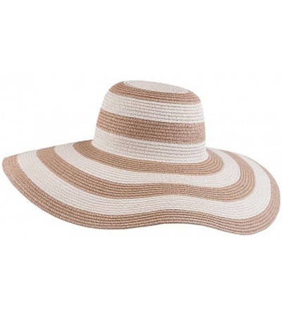 Sun Hats Womens/Big Girls Striped Floppy Hat Sun Bonnet Folding Large Brim Cap - Khaki - CL12CR25SN9 $26.57