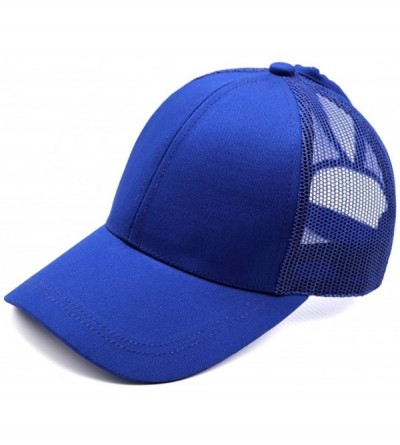 Baseball Caps Ponytail High Buns Ponycaps Baseball Adjustable - Mesh Royal Blue - CG18HC6U35W $10.56
