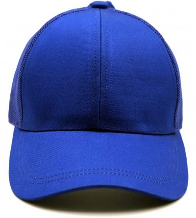 Baseball Caps Ponytail High Buns Ponycaps Baseball Adjustable - Mesh Royal Blue - CG18HC6U35W $10.56