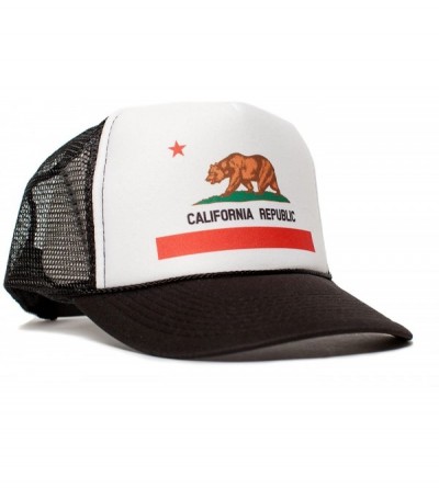 Baseball Caps California Flag Cali Unisex-Adult One Size Trucker Hat Cap (White/Black) - CK11T57X0G7 $10.74