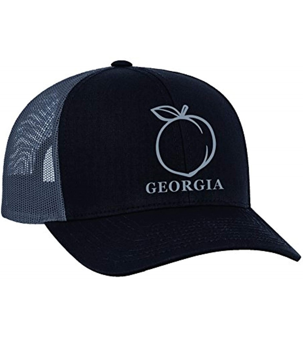 Baseball Caps Georgia Peach Embroidered Trucker Hat - Black Crown& Graphite Mesh& Graphite Emb... - C31800R87T4 $41.50