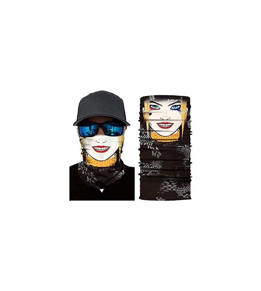 Balaclavas Joker Print Face Mask- Rave Bandana- Neck Gaiter- Scarf- Summer Balaclava for Dust Wind UV Protection - Black - CQ...