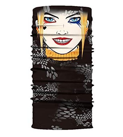 Balaclavas Joker Print Face Mask- Rave Bandana- Neck Gaiter- Scarf- Summer Balaclava for Dust Wind UV Protection - Black - CQ...