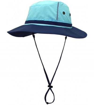 Sun Hats Outdoor Sun Hats with Wind Lanyard Bucket Hat Fishing Cap Boonie for Men/Women/Kids - Light Blue - CH18DMDQINZ $14.99